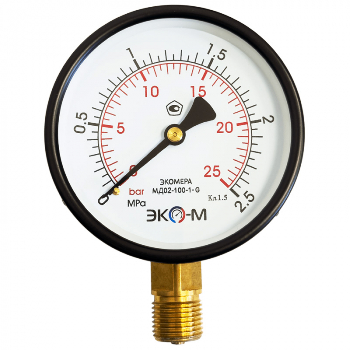 Манометр технический ЭКОМЕРА МД02-100мм 0..2,5МПа G1/2 (исп.2)
