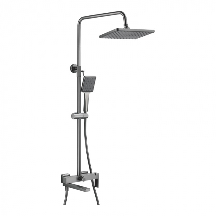 Душевая система BELZ B24613-3 с однорукояточным смесителем для ванны/душа, оружейная сталь