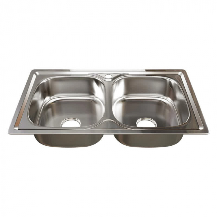 Мойка кухонная врезная двойная MixLine 810x460/180-0,8 нержавеющая сталь
