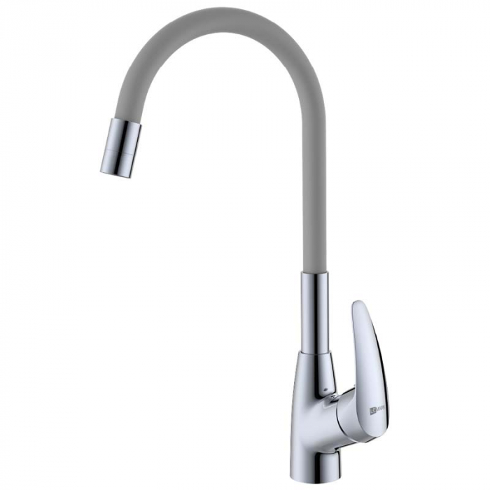 Смеситель для кухни LeMark LINARA LM0415C-Gray однорукояточный, с гибким изливом, хром/серый