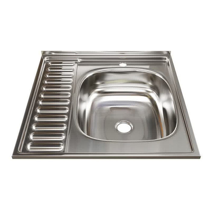 Мойка кухонная накладная MixLine 600x600/160-0,4 R вып. 3 1/2 нержавеющая сталь, с сифоном