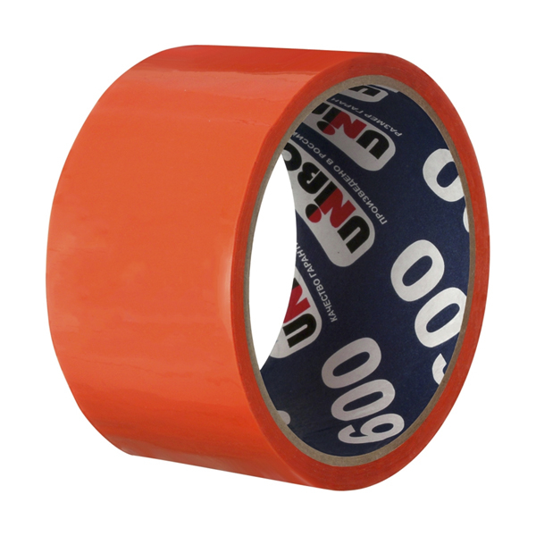 Упаковочная клейкая лента Unibob 600 45 мкм, 48 мм × 66 м, оранжевый