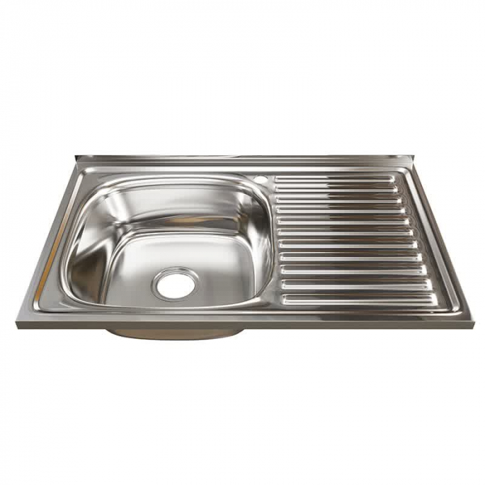 Мойка кухонная накладная MixLine 800x500/180-0,8 L вып. 3 1/2 нержавеющая сталь, с сифоном