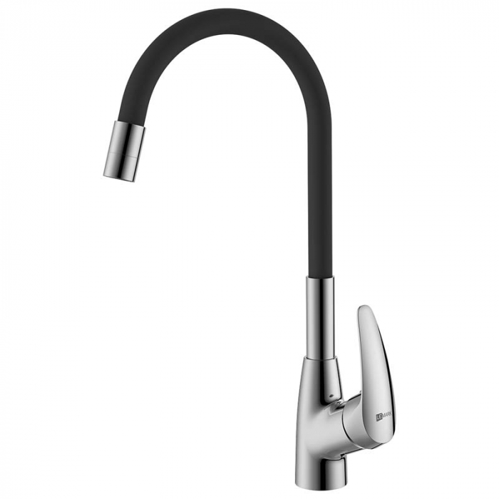 Смеситель для кухни LeMark LINARA LM0415C-Black однорукояточный, с гибким изливом, хром/черный