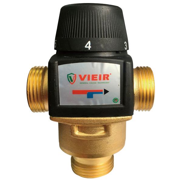 Клапан смесительный термостатический трехходовой Vieir VR201 DN25 (1") 35-60 °C, н-н-н, латунь