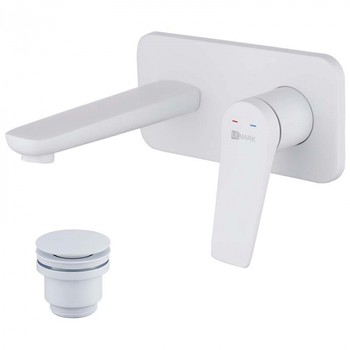 Смеситель для раковины LeMark BRONX LM3726MW однорукояточный, встраиваемый в стену, белый/матовый
