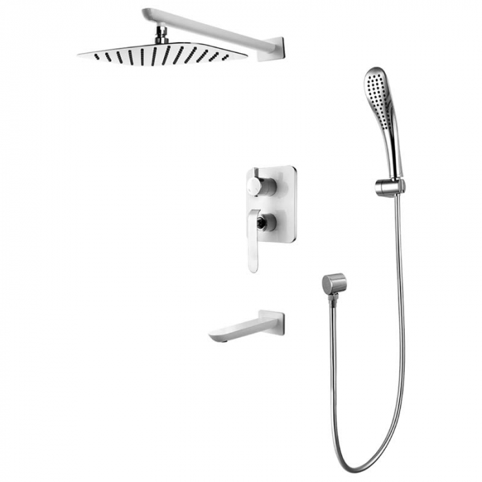 Смеситель для ванны LeMark MELANGE LM4922CW однорукояточный, встраиваемый в стену, хром/белый