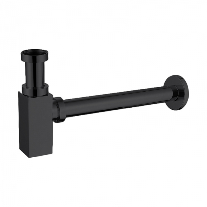 Сифон для раковины AZARIO AZ-109-BL G 1.1/4" без выпуска, квадрат, латунь, черный
