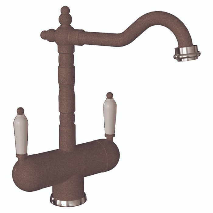 Смеситель для кухни Flortek АРИЯ FL однорукояточный, с подключением к фильтру, коричневый