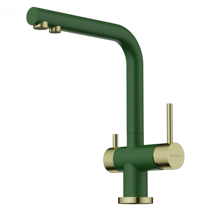 Смеситель для кухни Omoikiri NAGANO-RG-LG латунь/royal green/светлое золото