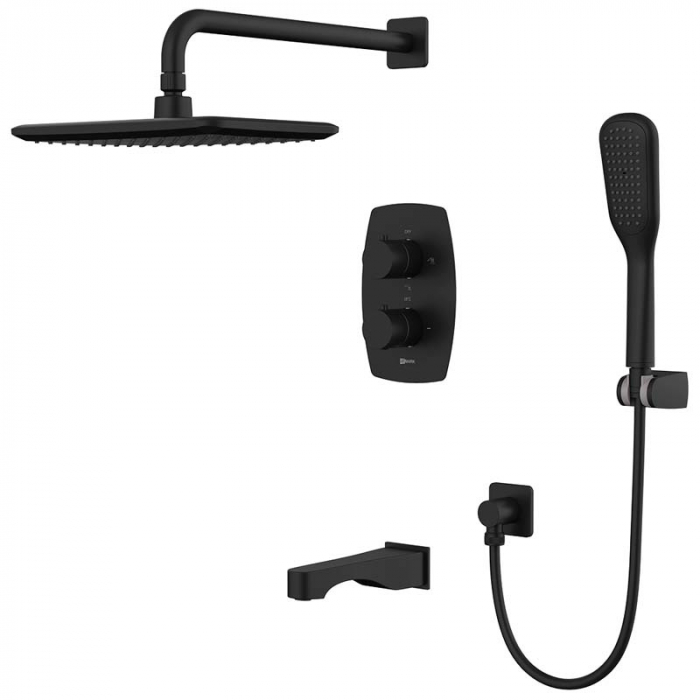 Смеситель для ванны LeMark URSUS LM7242BL термостатический, встраиваемый в стену, черный матовый