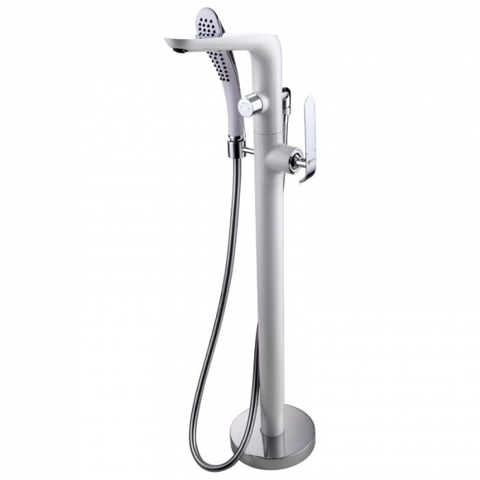 Смеситель для ванны LeMark MELANGE LM4944CW однорукояточный, напольный, хром/белый