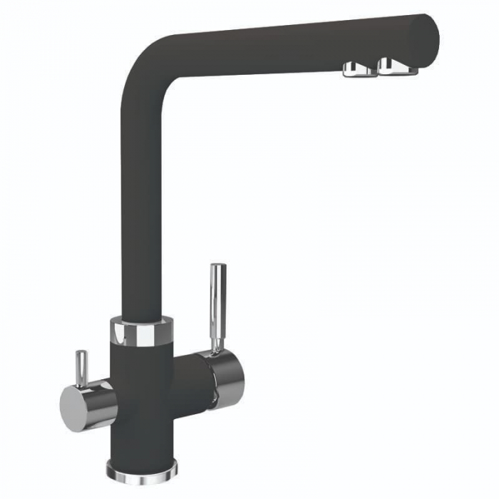 Смеситель для кухни Flortek АРЕС FL однорукояточный, с подключением к фильтру, антрацит