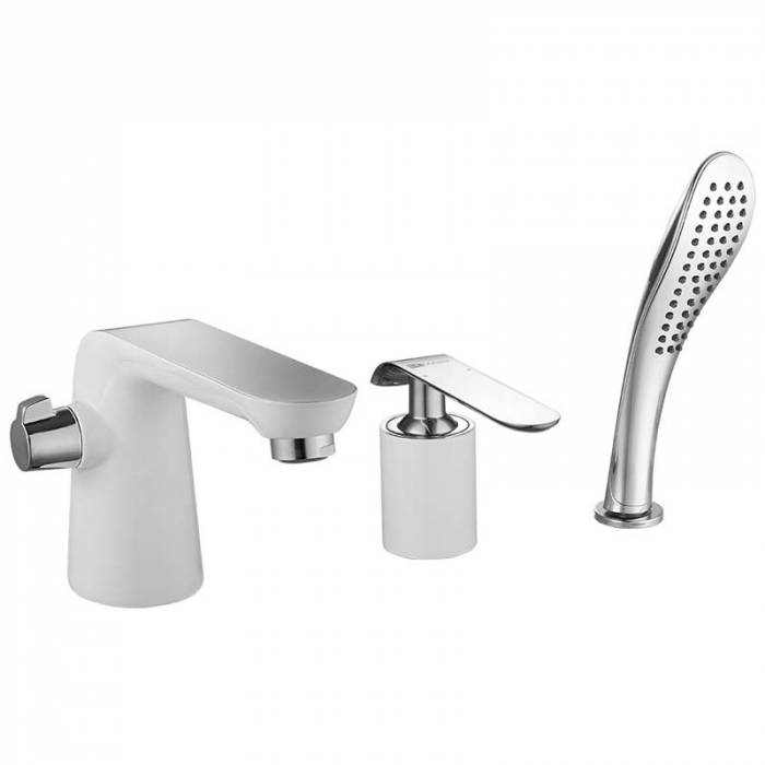 Смеситель для ванны LeMark MELANGE LM4947CW однорукояточный, на борт ванны, хром/белый