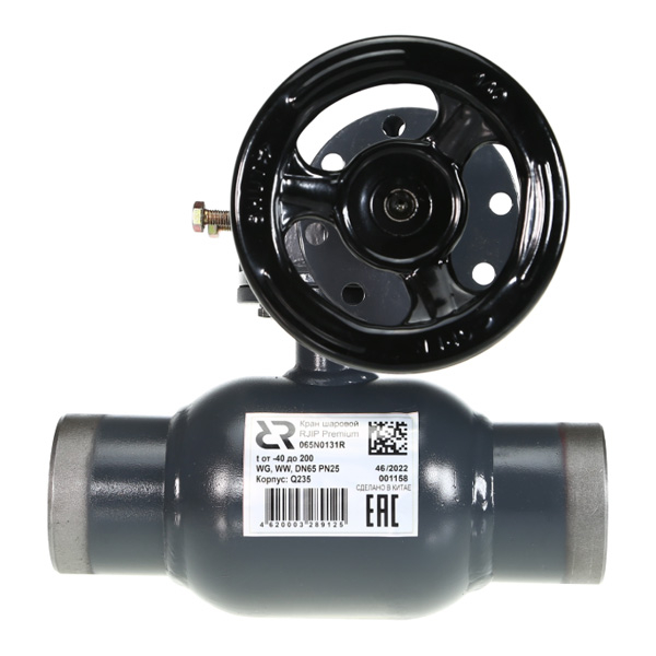 Кран шаровой стальной Ридан RJIP Premium WW DN250 PN25 приварной, с редуктором