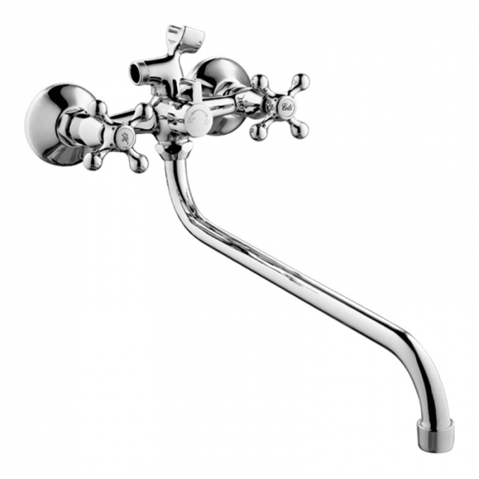 Смеситель для ванны Haiba HB2208-2 двухрукояточный, длинный излив, хром