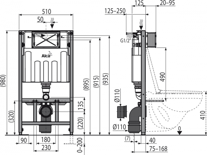 Инсталляция для подвесного унитаза AlcaDrain AM101/1000