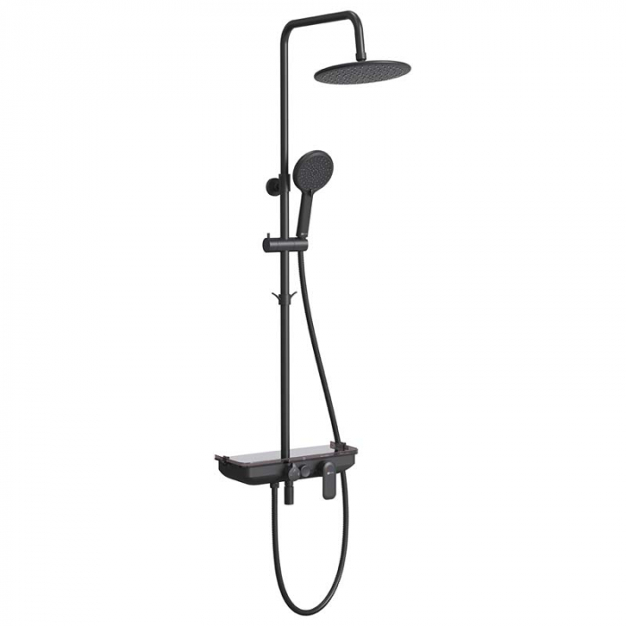 Душевая система LeMark TROPIC LM7012BL однорукояточный, с поворотным изливом, регулируемая высота, черный