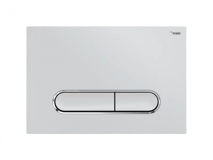 Панель смыва РЕХАУ NOVA ELLIPSE 002 с овальными клавишами, пластик, белый, глянцевый, контур клавиш хром, глянцевый