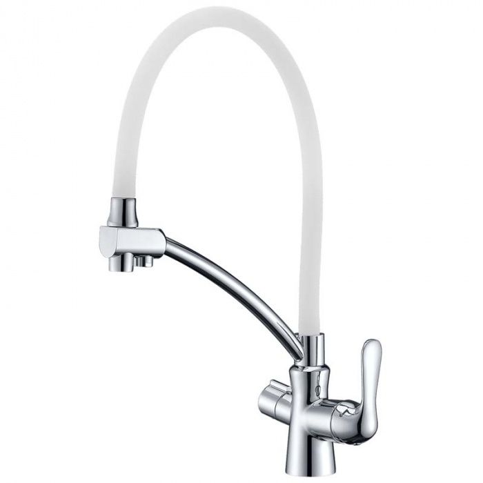 Смеситель для кухни LeMark COMFORT LM3070C-White однорукояточный, с переключателем на фильтр, хром/белый