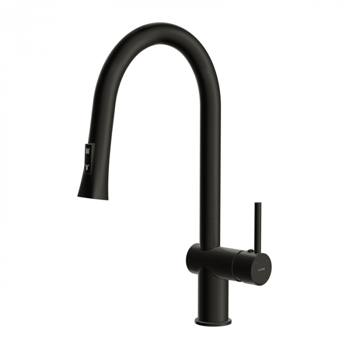 Смеситель для кухни Cersanit MELAR однорычажный с выдвижным изливом черный
