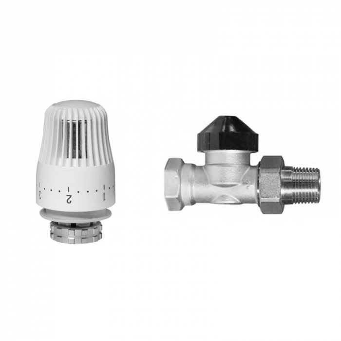 Комплект для двухтрубной системы отопления: клапан Ридан TR-N DN15 угловой и термоэлемент TR 84