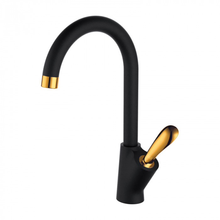 Смеситель для кухни D&amp;K Venice.Baciano однорукояточный, черный/золото DA1032459