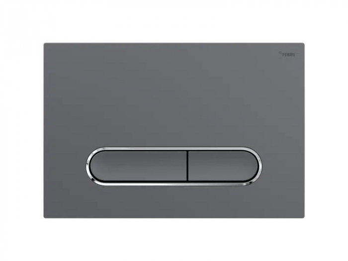 Панель смыва РЕХАУ NOVA ELLIPSE 002 с овальными клавишами, пластик, графитовый, матовый, контур клавиш хром, глянцевый