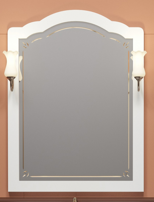 Зеркало Opadiris ЛОРЕНЦО 80, белый матовый с бежевой патиной