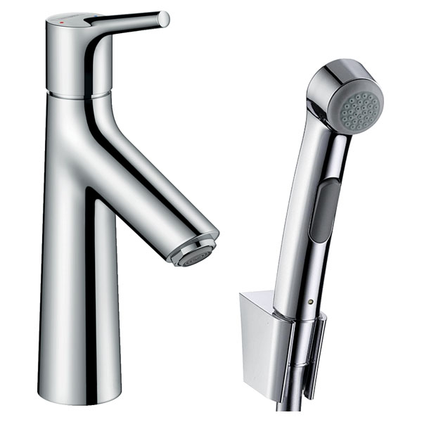 Смеситель для раковины Hansgrohe Talis S однорукояточный, 100, с гигиеническим душем, со сливным клапаном Push-Open, хром (72290000)