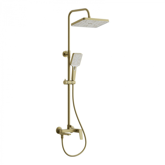 Душевая система BELZ B24715-5 с однорукояточным смесителем для ванны/душа, золото