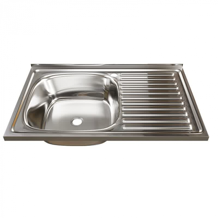 Мойка кухонная накладная MixLine 800x500/160-0,4 L вып. 3 1/2 нержавеющая сталь, с сифоном