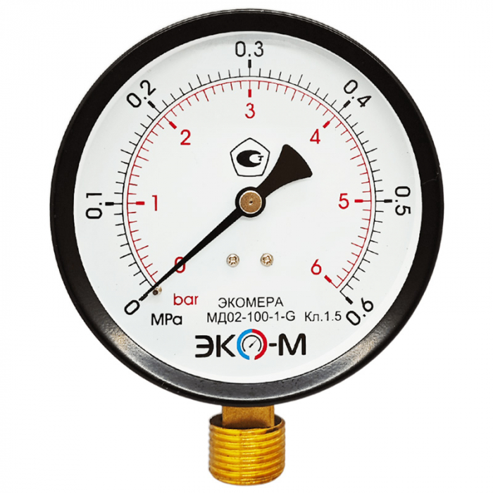 Манометр технический ЭКОМЕРА МД02-100мм 0..0,6МПа G1/2 (исп.2)