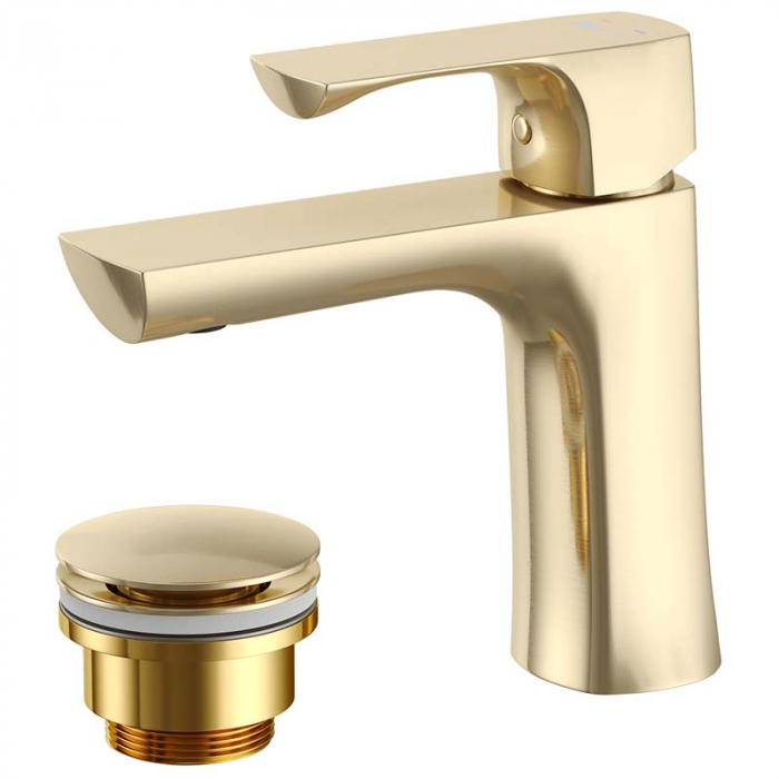 Смеситель для раковины LeMark URSUS LM7206BG однорукояточный, брашированное золото