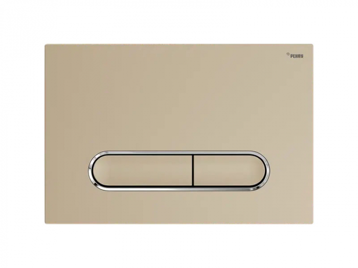 Панель смыва РЕХАУ NOVA ELLIPSE 002 с овальными клавишами, пластик, золотой, матовый, контур клавиш хром, глянцевый