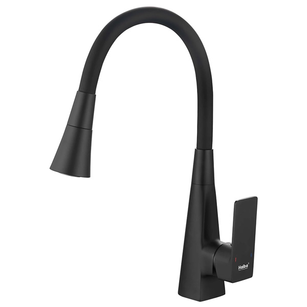 Смеситель для кухни Haiba HB73823-7 однорукояточный, с гибким изливом, черный