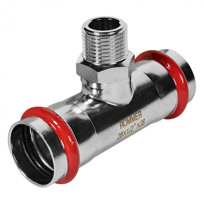 Тройник раструбный c НР 28x1/2"x28 Rommer