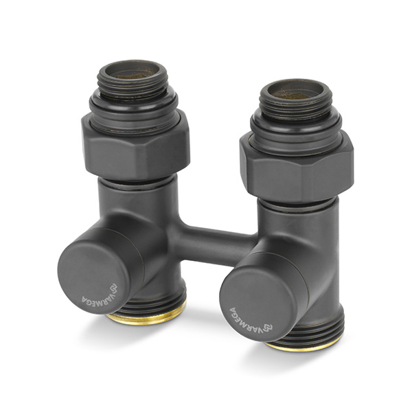 Узел нижнего подключения радиатора прямой Varmega VMDV21 1/2"×3/4"EK черный