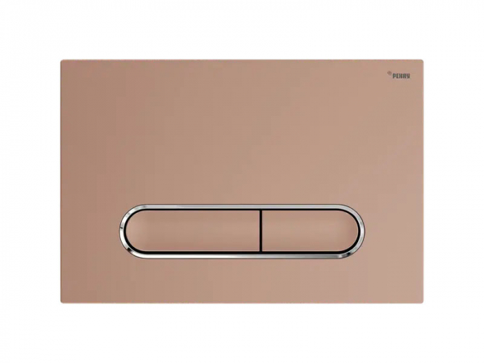 Панель смыва РЕХАУ NOVA ELLIPSE 002 с овальными клавишами, пластик, розовое золото, матовый, контур клавиш хром, глянцевый