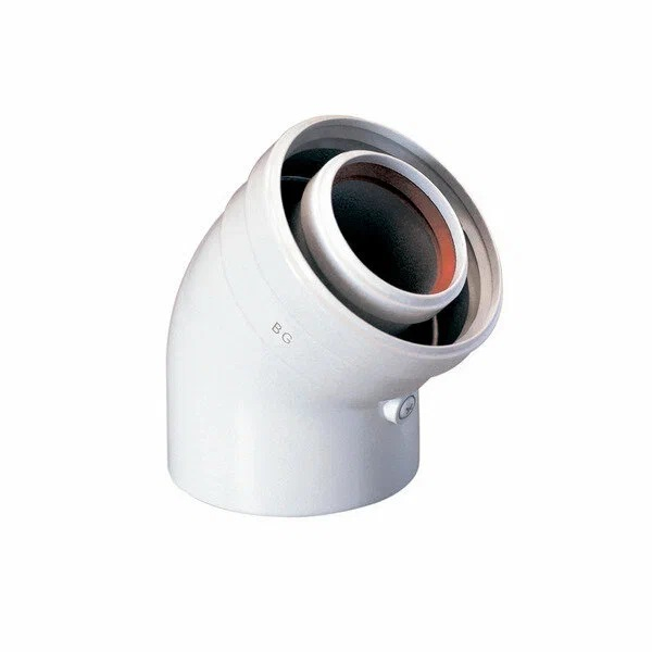 Коаксиальный отвод полипропиленовый 45° 80/125 мм, для конденсационных котлов Baxi