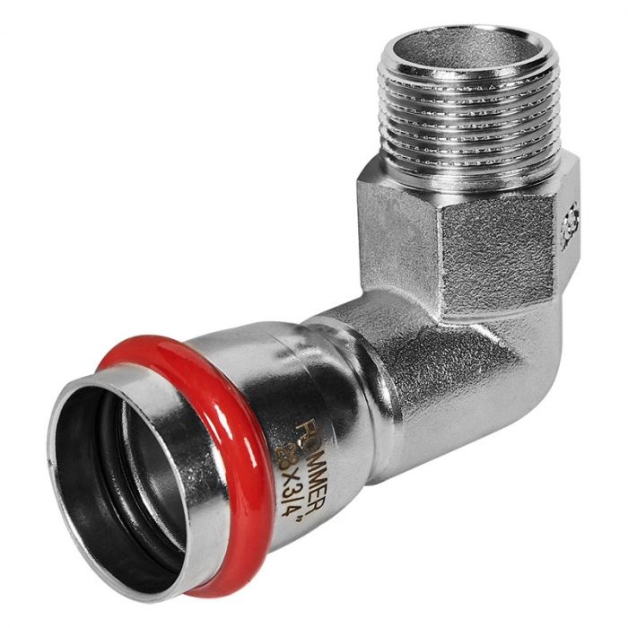Угольник 90° раструбный с НР 28x3/4" Rommer
