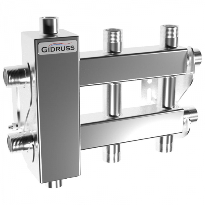 Балансировочный коллектор Gidruss BMSS-40-3DU (все контуры G 3/4", 4D-кронштейны K.UMS, подключение термодатчика)