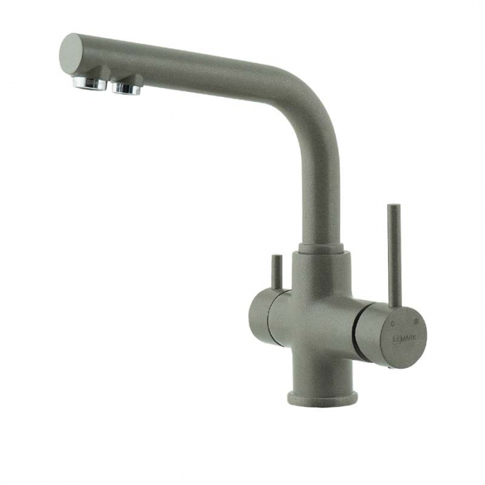 Смеситель для кухни LeMark COMFORT LM3061PGS однорукояточный, с переключателем на фильтр, серый шёлк