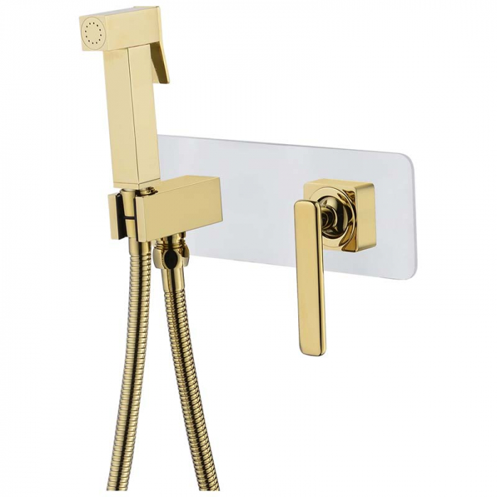 Смеситель для гигиенического душа LeMark MISTA LM6419WG однорукояточный, встраиваемый в стену, белый/золото