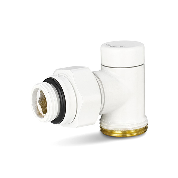 Узел нижнего подключения радиатора угловой одинарный Varmega VMDV22 1/2"×3/4"EK белый