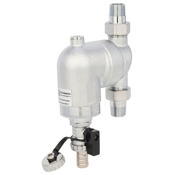 Фильтр самопромывной поворотный Varmega VM21811 DN15 (1/2") 100 мкм, 90 °C, со сливным краном