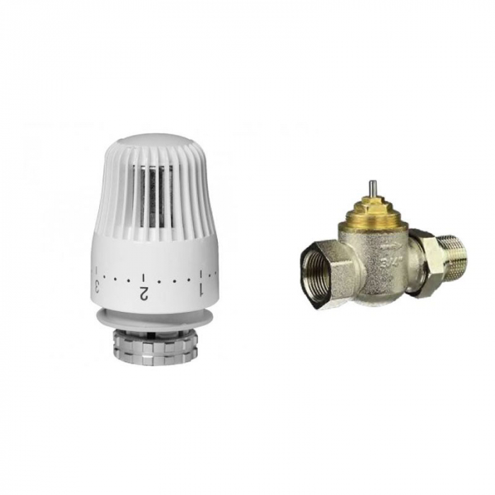 Комплект для однотрубной системы отопления: клапан Ридан TR-G DN15 прямой и терморегулятор TR 84