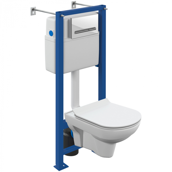 Комплект Cersanit инсталляция VECTOR с подвесным унитазом CITY CO DPL EO slim + кнопка PILOT стекло белый