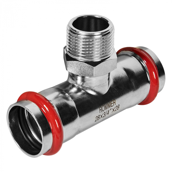 Тройник раструбный c НР 28x3/4"x28 Rommer
