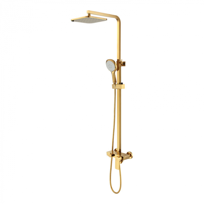 Смеситель для душа D&amp;K Berlin-Touro однорукояточный, с верхним душем, золото DA1433703A01
